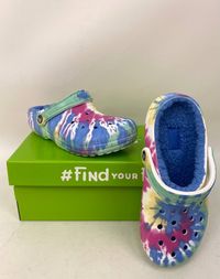 Жіночі теплі сабо Crocs Baya Lined Tiedye різнокольорові крокси