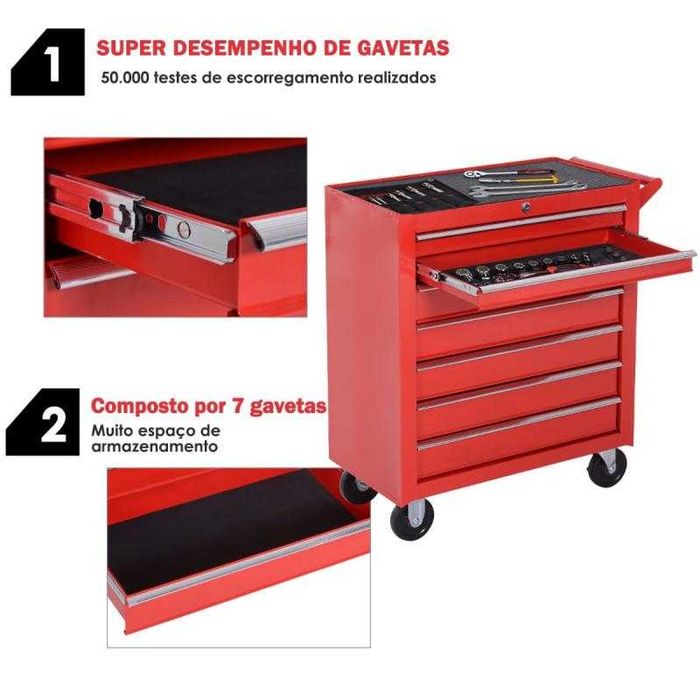 Carro de Ferramentas com Rodas 69x33x75cm