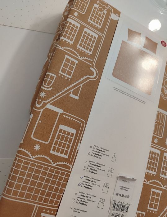 Pościel home&you hanning 100% bawełna kamieniczki 200x220 domki