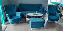 Glamour SOFA Kanapa rozkładana Kryształ USZAK fotel pufa otwierana