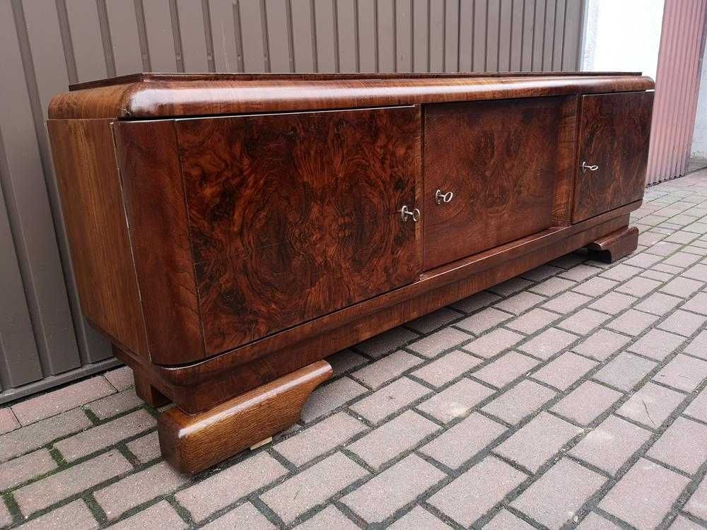 Komoda ART-DECO Solidna 200 Orzech RTV Niska Stara Antyk Po Renowacji.