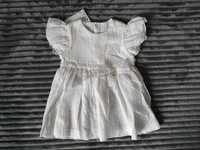 NOWA sukieneczka na Chrzciny Chrzest ROCZEK biała cienka 74 + opaska