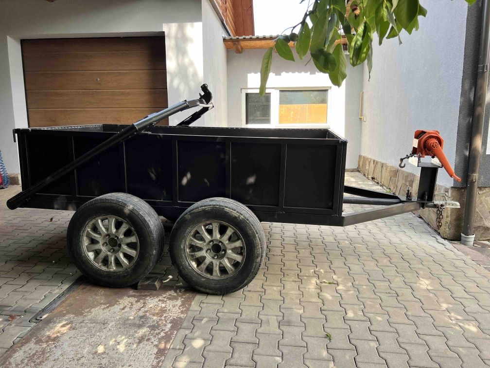 Прицеп двохосний з кран балкою та лебідкою