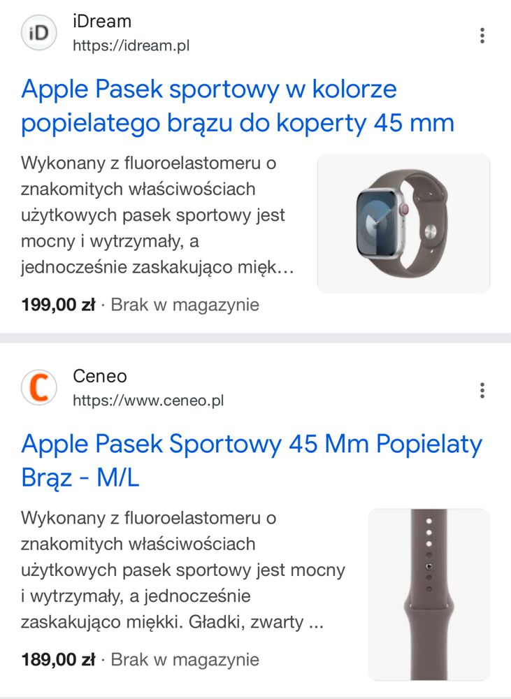 Opaska band apple watch 45 mm m/l zegarek popielaty brąz brązowy