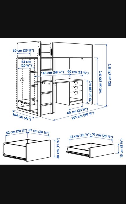 Łóżko piętrowe/antresola SMASTAD