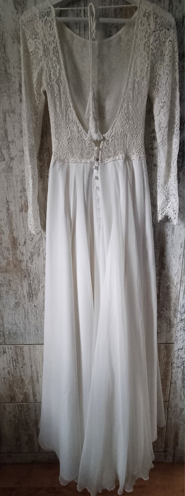 Suknia ślubna w stylu boho/ rustykalnym, długi rękaw