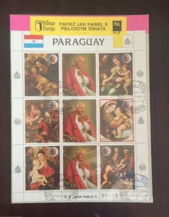 Jan Paweł II znaczki Paraguay Wilmar arkusz
