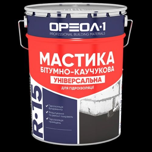 Мастика бітумно-каучукова УНІВЕРСАЛЬНА ОРЕОЛ 1 R15 25 кг.