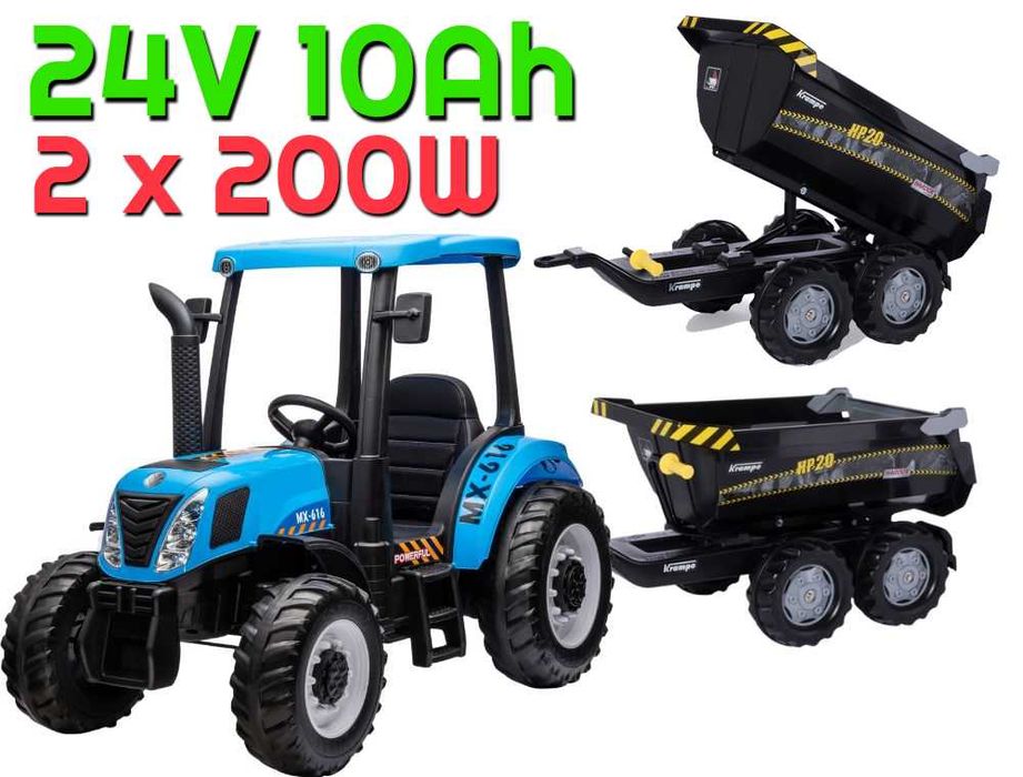 Wielki TRAKTOR na akumulator A011 z przyczepką NEW HOLLAND + PILOT