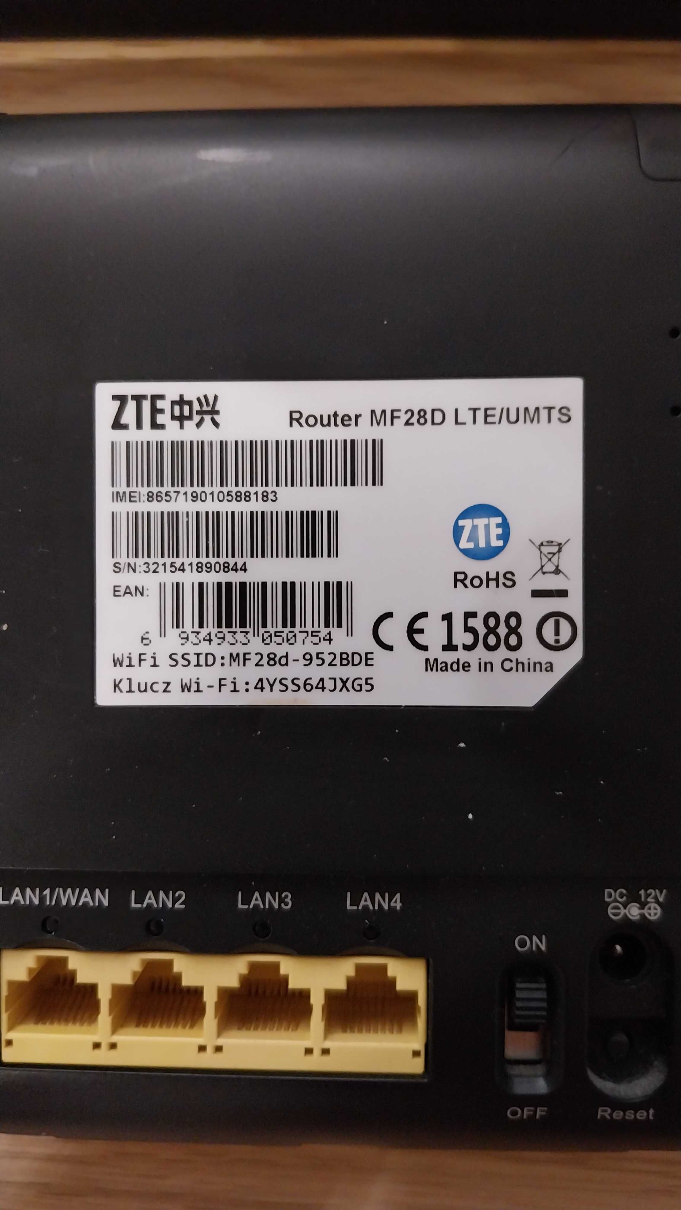 ROUTER ZTE MF28D LTE/UMTS SIM, WIFI 4 x LAN, wejście 2 x antena