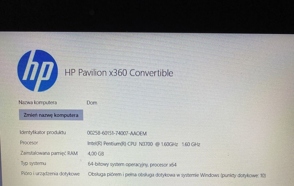 Laptop HP Pavilion x360 Convertible