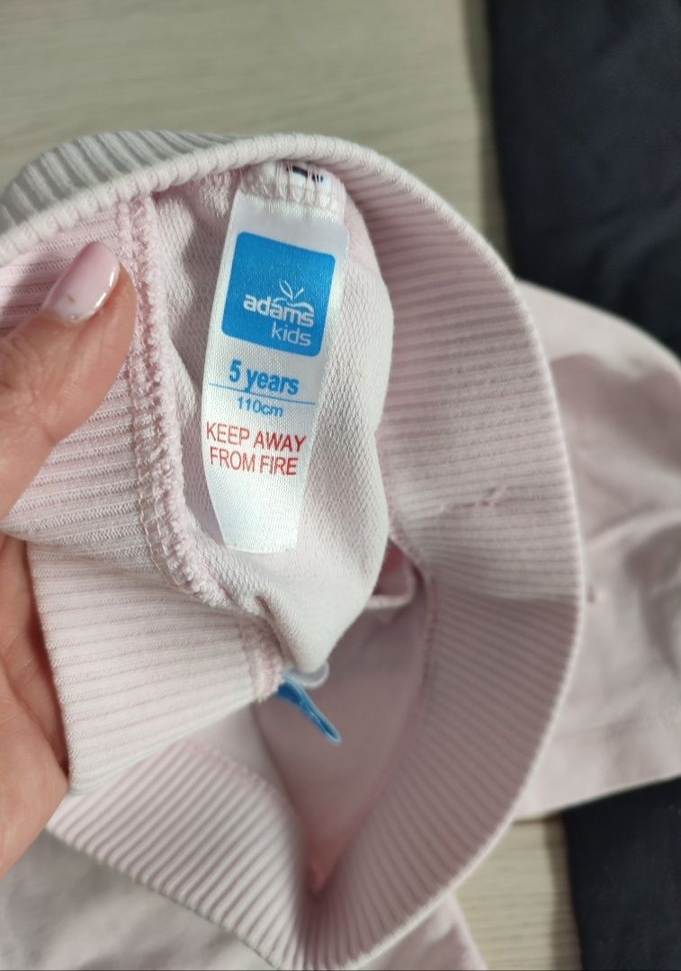 Spodnie na lato dresowe 3/4 dla dziewczynki + legginsy rozm 110