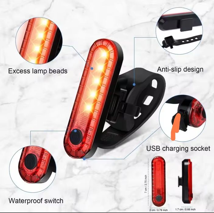 Komplet oświetlenia do roweru LED USB 30g 4 tryby 330mA Komplet a'2