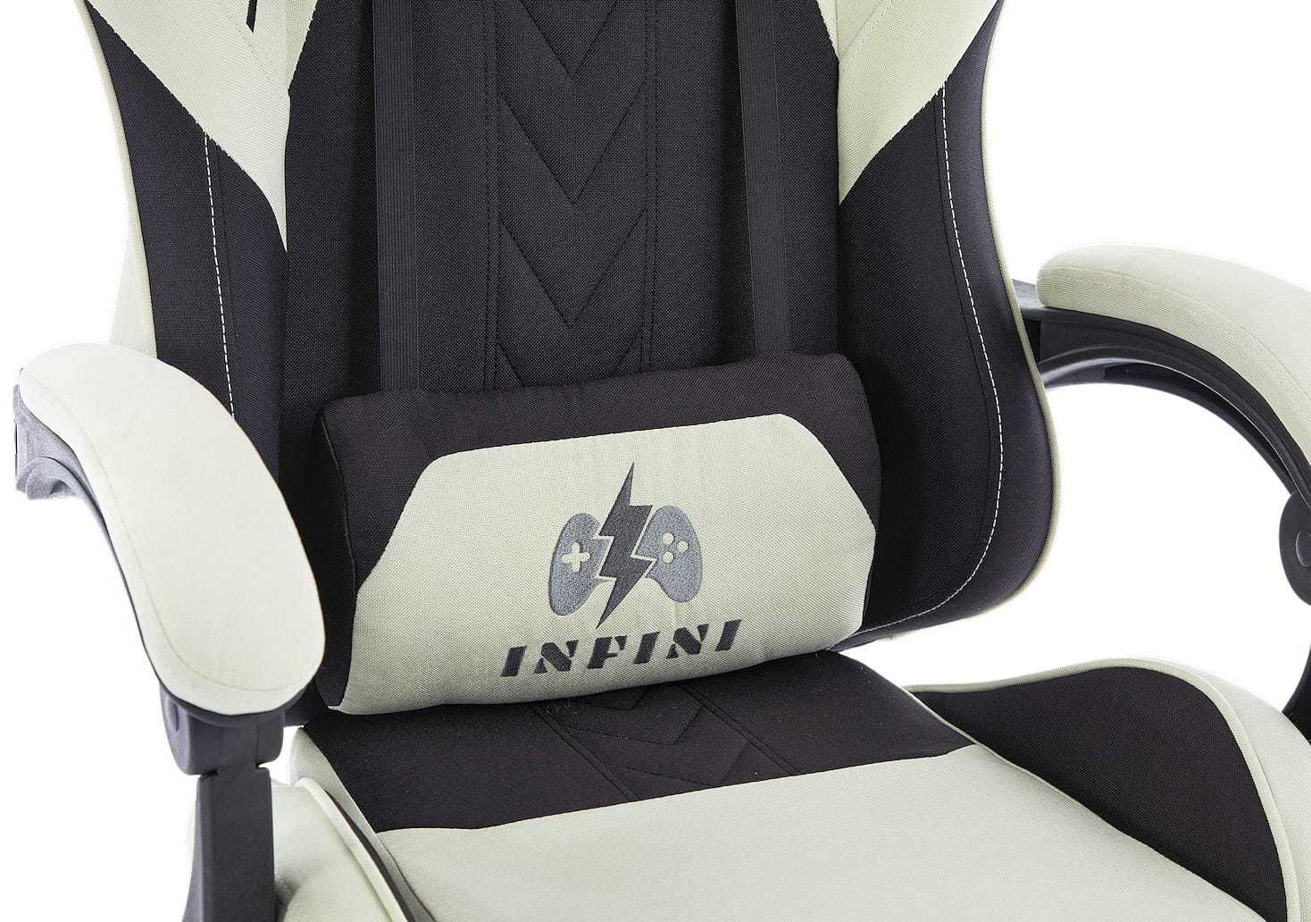 Fotel Gamingowy INFINI ThrustX Cream- Tkanina z Podnóżkiem