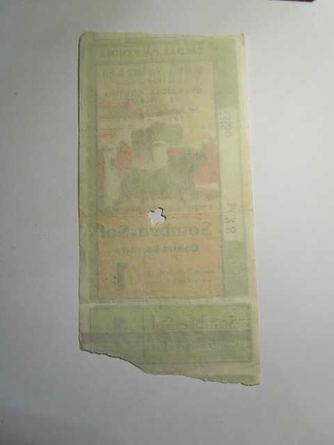 bilhete tourada festa 1956 Caldas da Rainha