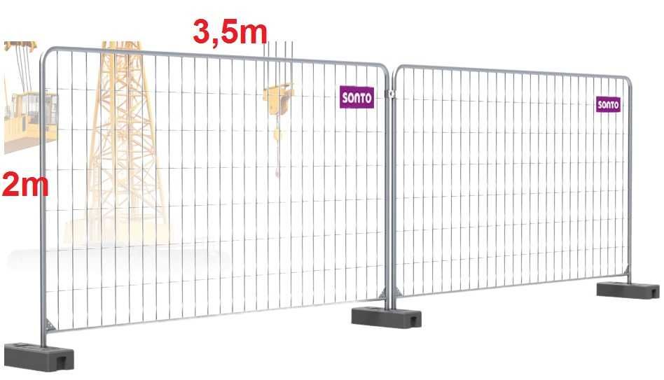 Kompletne tymczasowe ogrodzenie budowlane ażurowe, 40mb, 2m wysokości