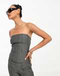 Asos Design 38 M Top Gorsetowy Szary W Paski H12382