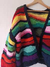 Kolorowy sweter Handmade oversize