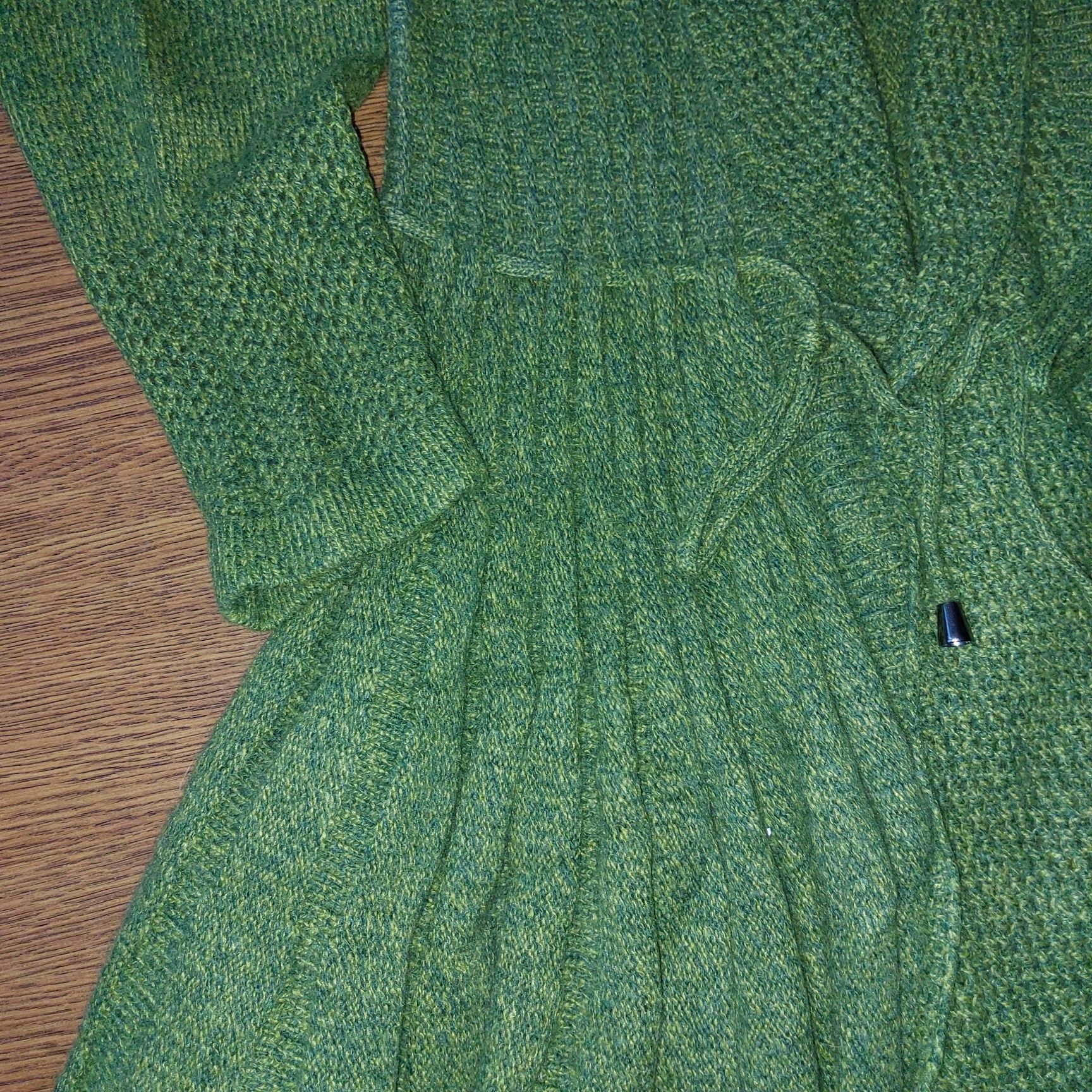 Mira Mia Zielony sweter wiązany kardigan One Size