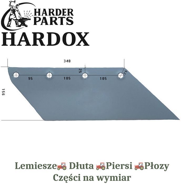 Lemiesz Rumptstad HARDOX 18122/P części do pługa 2X lepsze niż Borowe