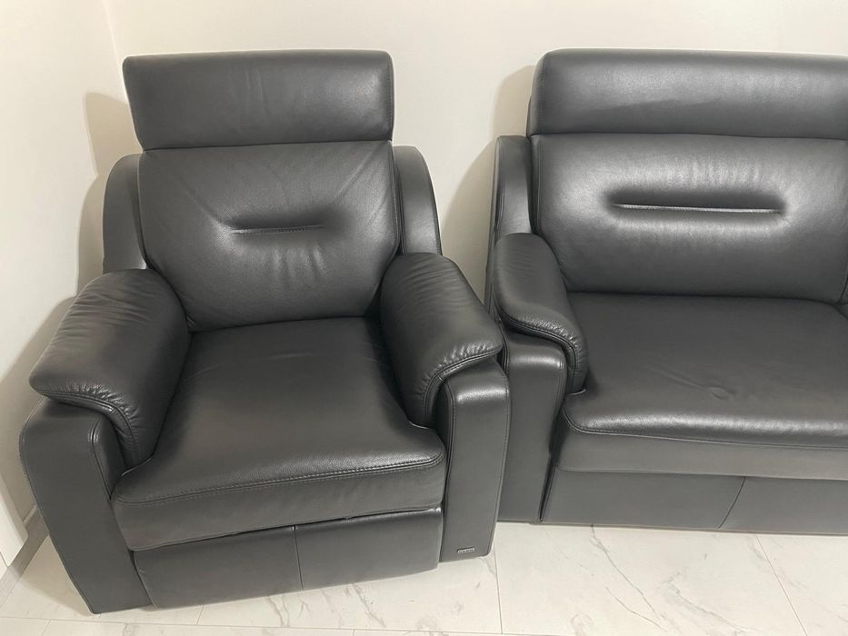 Komplet sofa kanapa fotel fotele kler skóra