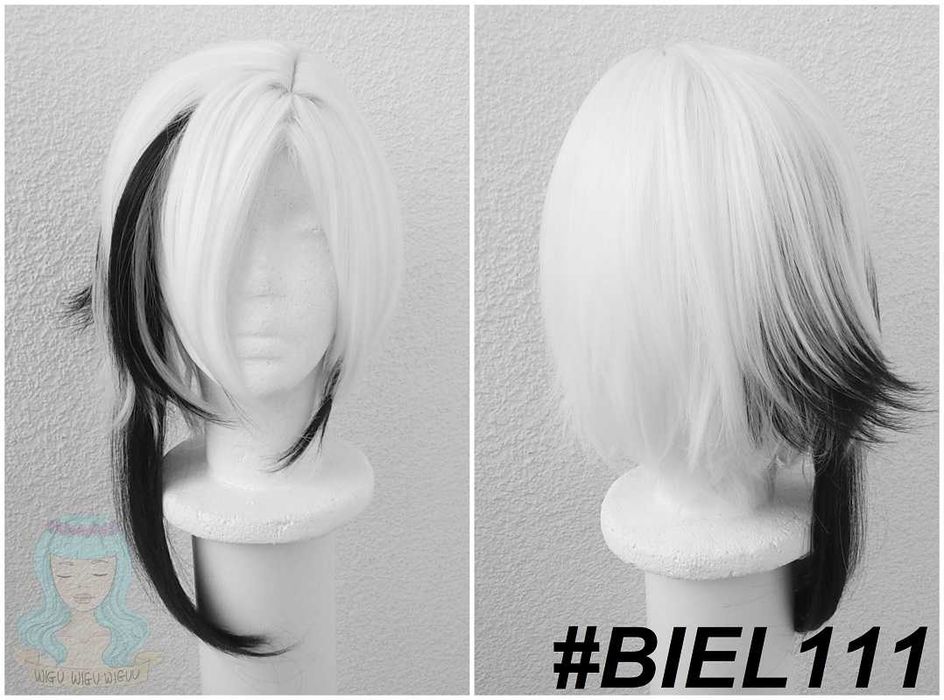 Arlecchino Genshin Impact biała peruka z grzywką cosplay biały wig