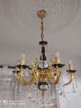 2 candeeiros (lustre de cristal e porcelana Limoges)