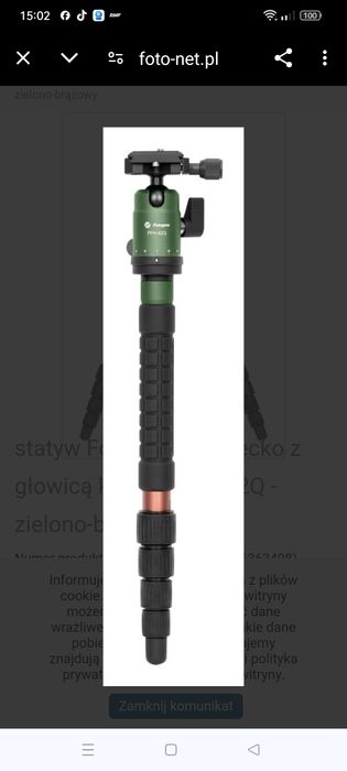 Statyw Fotopro X-go geco z głowicą kulową FPH - 42Q zielono-brązowy