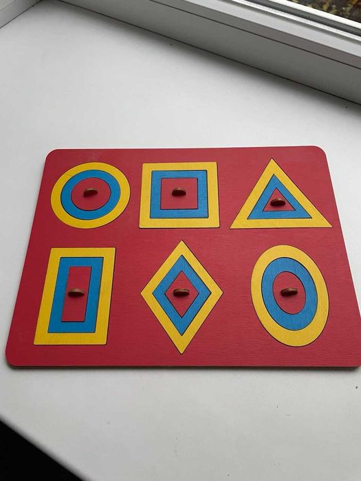 2 Комплекти!!! Дерев’яний пазл-вкладиш «Геометричні фігури» Монтессорі
