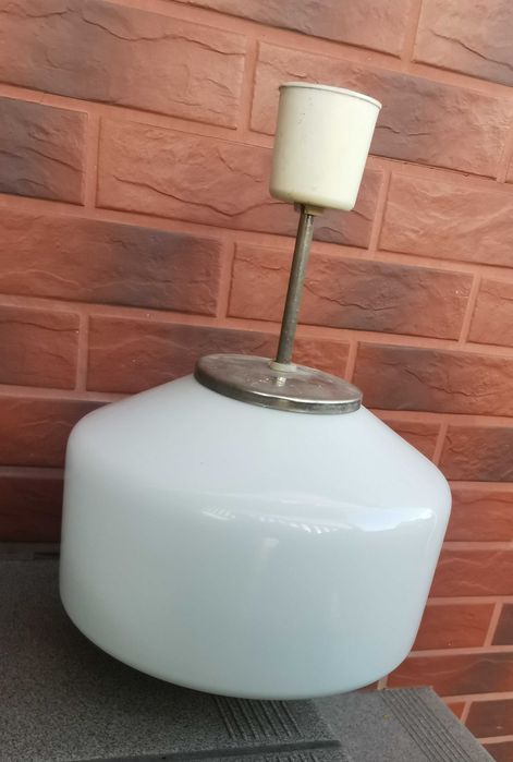Lampa Biała Wisząca Zaos PRL