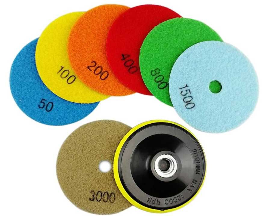Diamentowe pady polerskie 7 sztuk 100mm SHDIATOOL