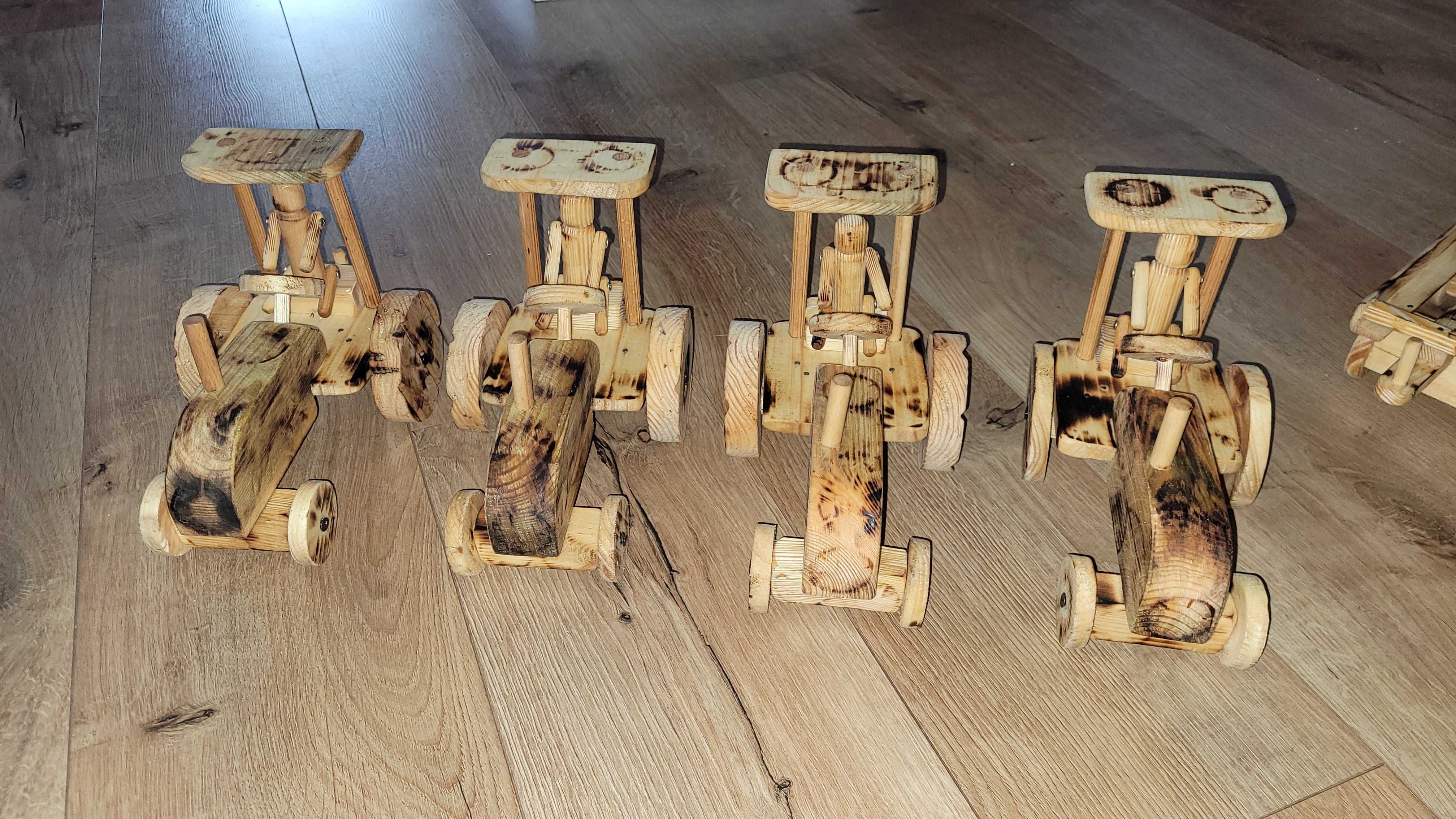 Drewniany traktor pojazd zabawka drewniana z drewna eko rękodzieło