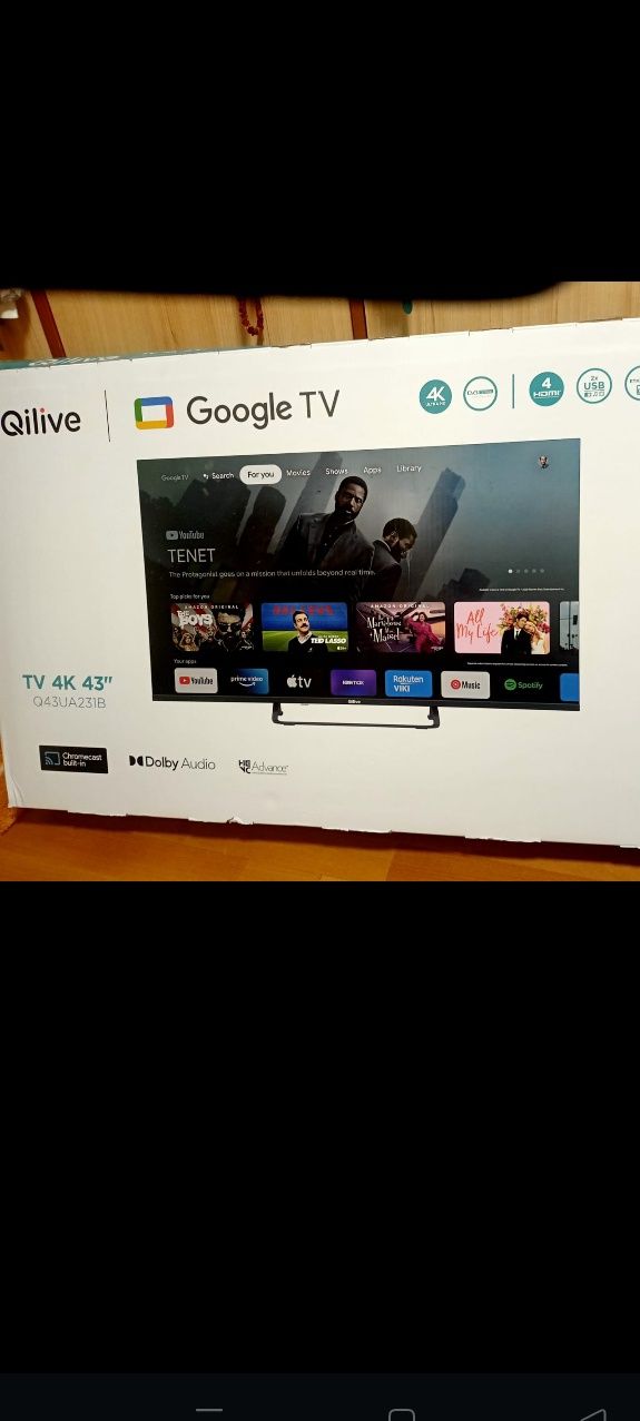 Telewizor Smart TV Google TV qulive 43 całe 4K Gwarancja Chromecast