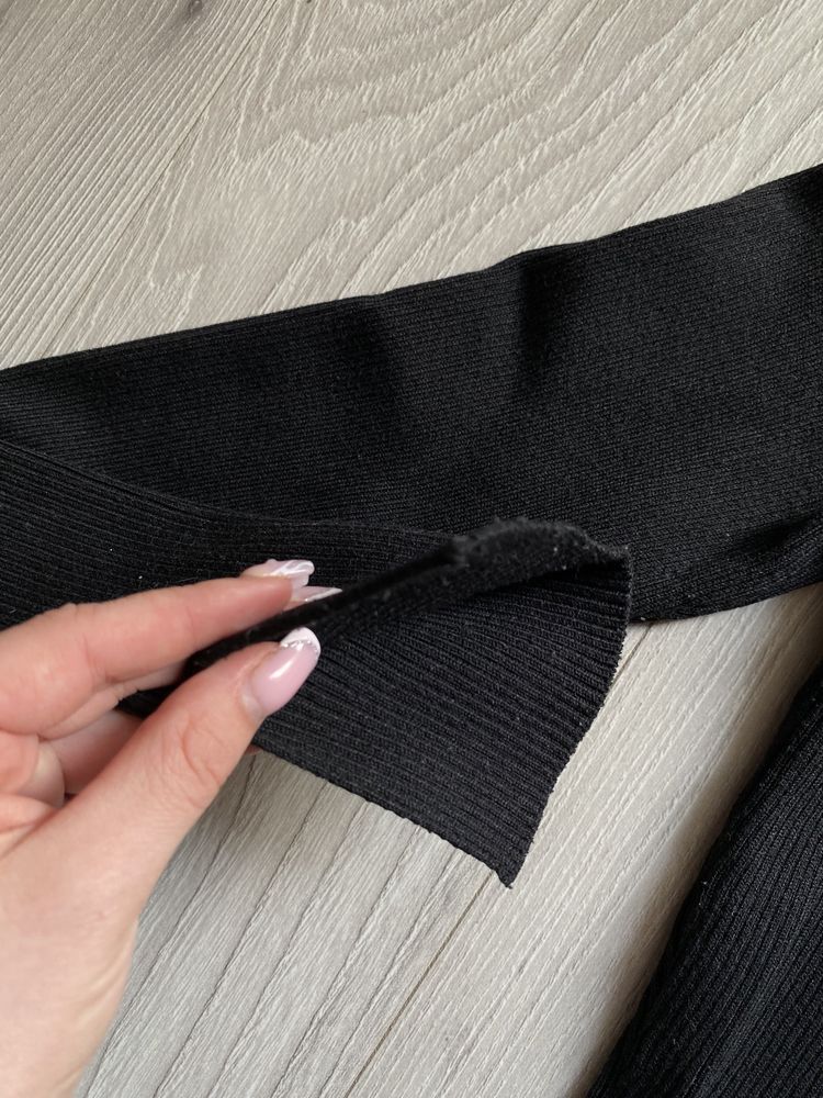 Czarna bluzka damska z długim rękawem | H&M S 36