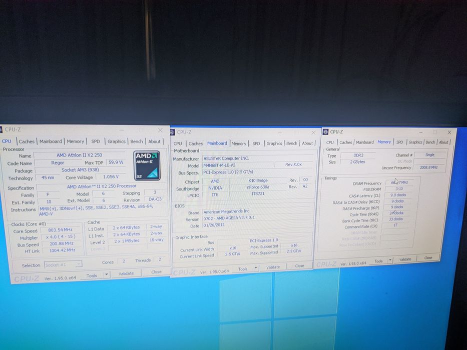 Комплект AM3 2ядра 2 gb ddr3