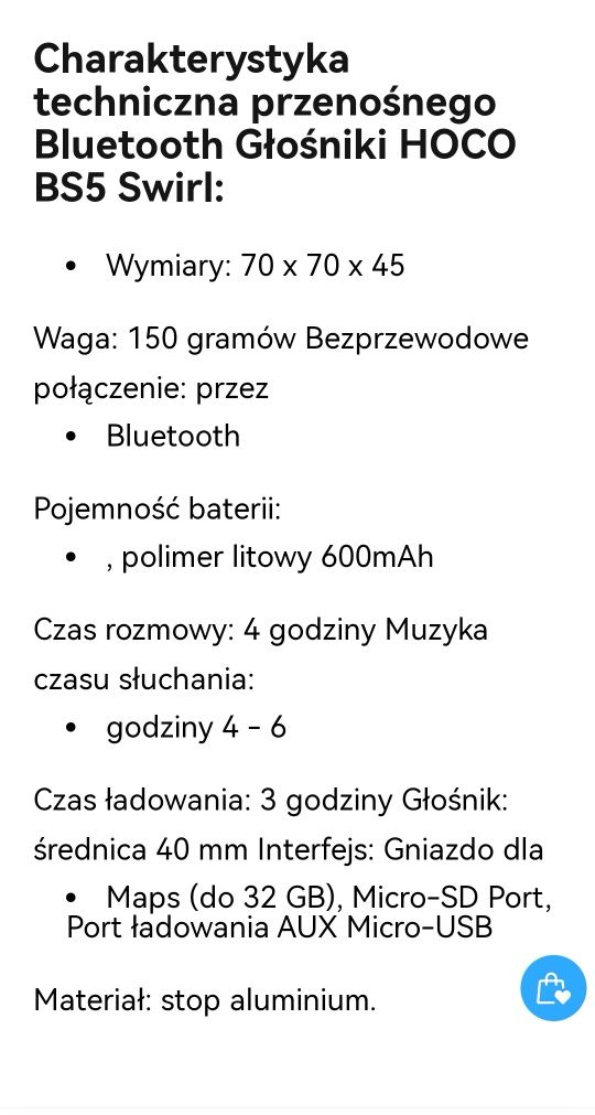 Nowy głośnik przenośny Hoco Bs5 Swirl - złoty