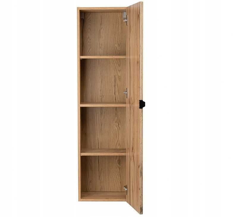 Szafka z Umywalką 60cm+Słupek Dąb Wotan/Czarne/Białe–Ryflowany front