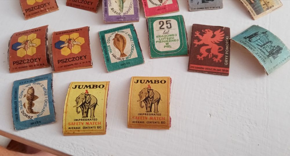 Zabytkowe etykiety zapałek (drewniane)