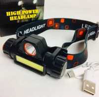 Яркий Фонарь налобный HeadLight аккумуляторный с магнитом microUSB