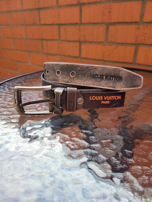 Brązowy męski skórzany pasek Louis Vuitton