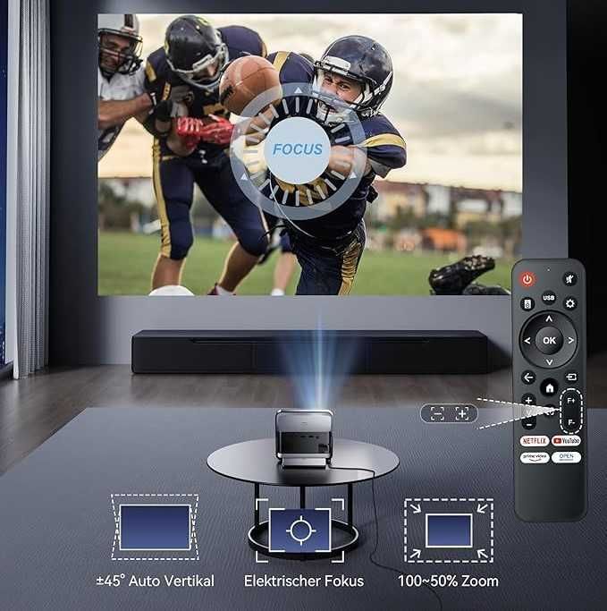 POLOCSH P7 Mini Projektor 1500 ANSI 1080P FHD 4K WIFI6 BT Kino Domowe