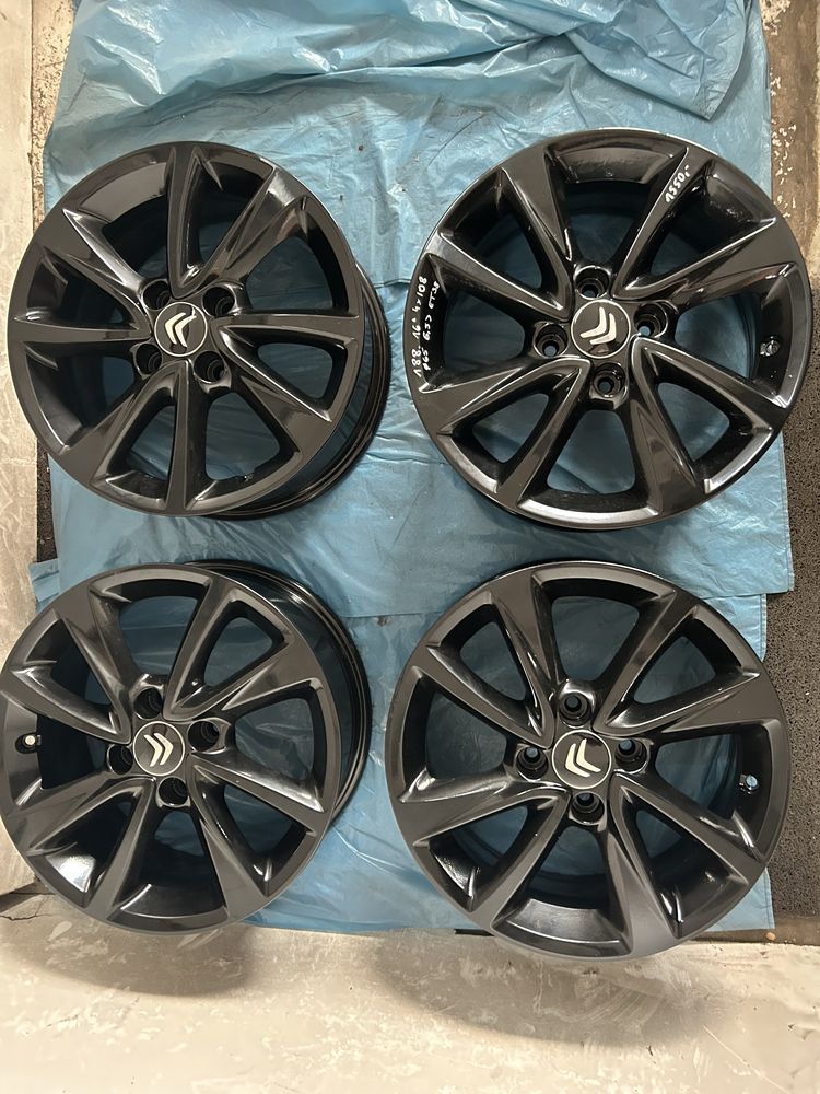 188 Felgi aluminiowe CITROEN R 16 4x108 otwór 65 Czarne Idealne