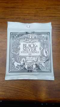 Struny do gitary klasycznej Ernie Ball Black&Silver