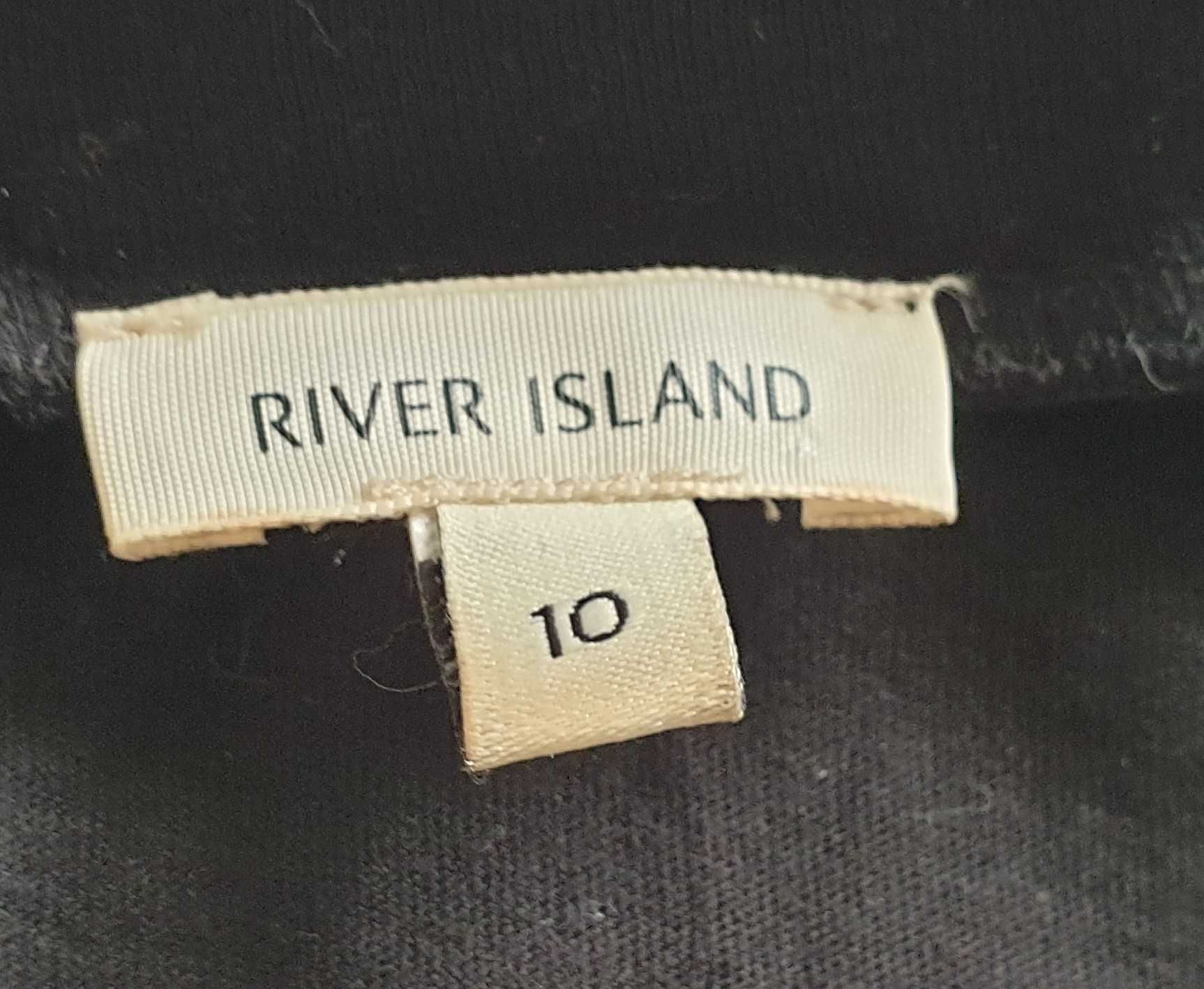 Bluzka czarna z futerkiem River Island, rozmiar 36-38, s-m