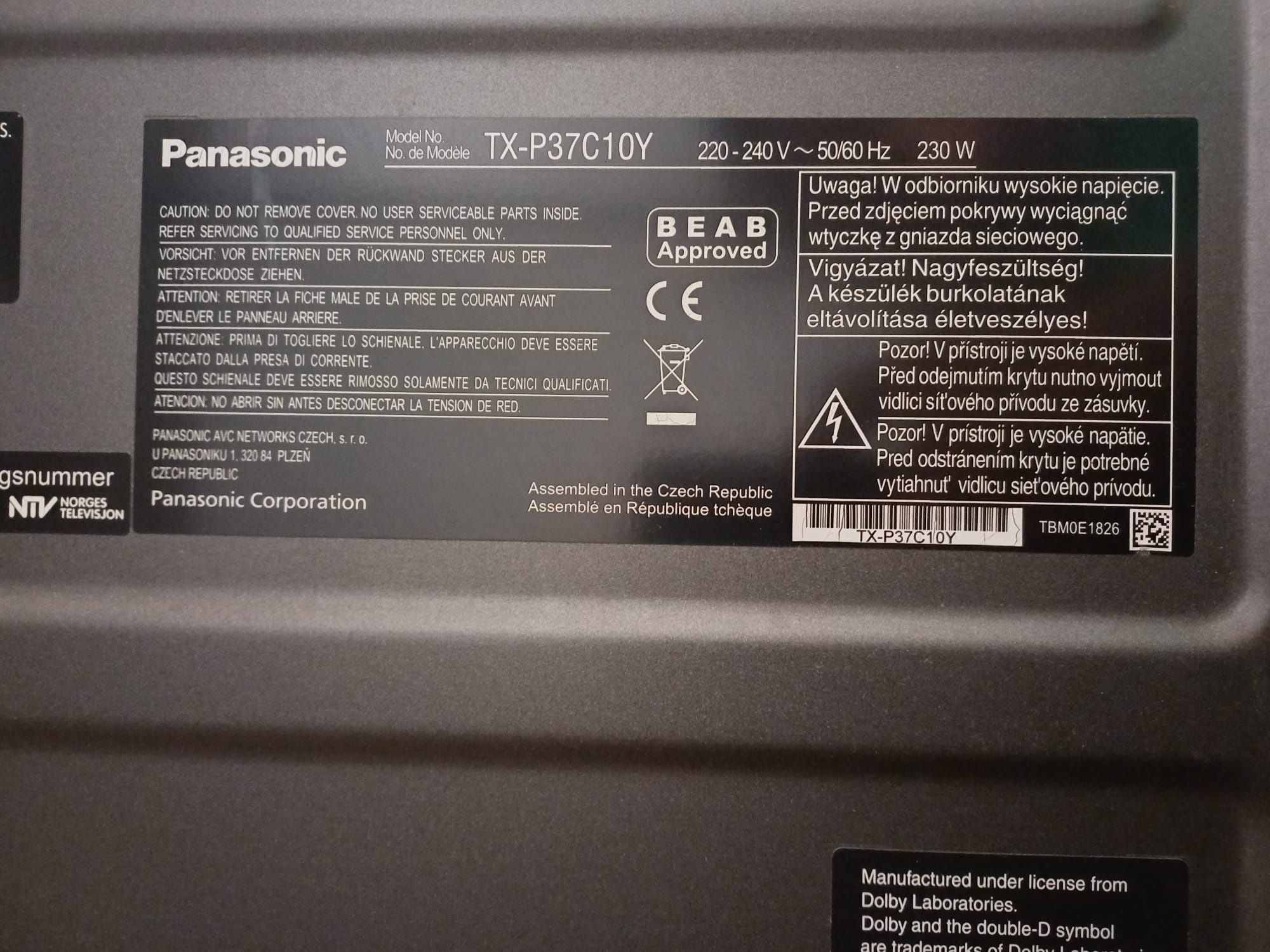 Telewizor plazma 37 cale Panasonic