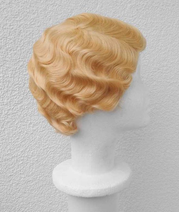 Blond żółta falowana krótka peruka sufrażystka lata 20ste wig cosplay