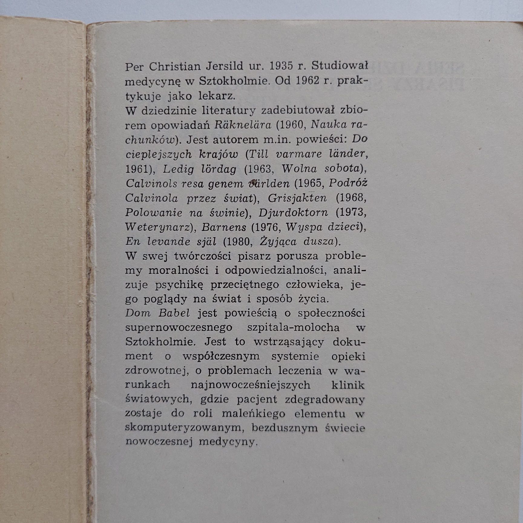 Per Christian Jersild- Dom Babel literatura skandynawska