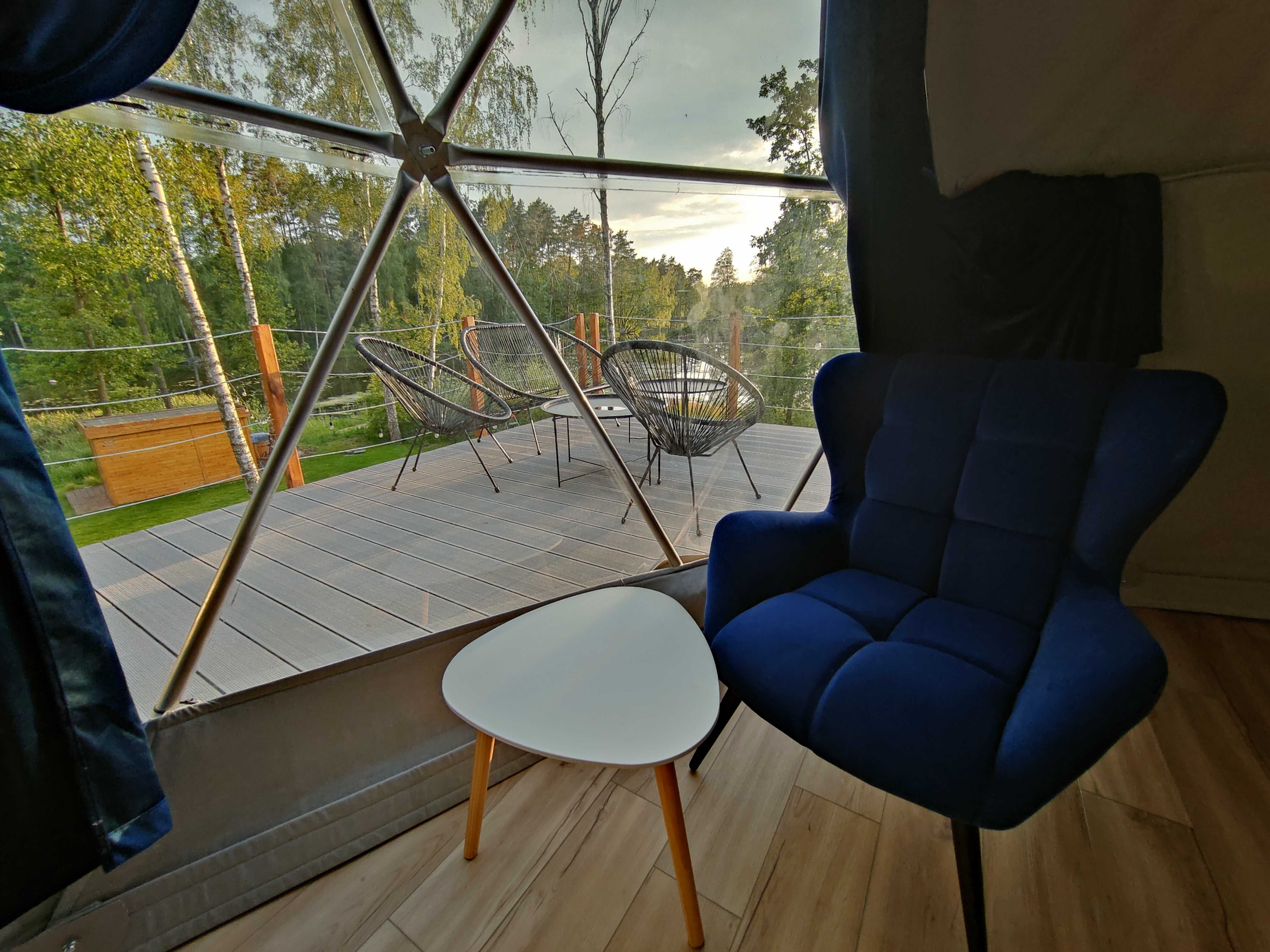 Glamping/domki linia brzegowa, balia na wyłączność, sauna