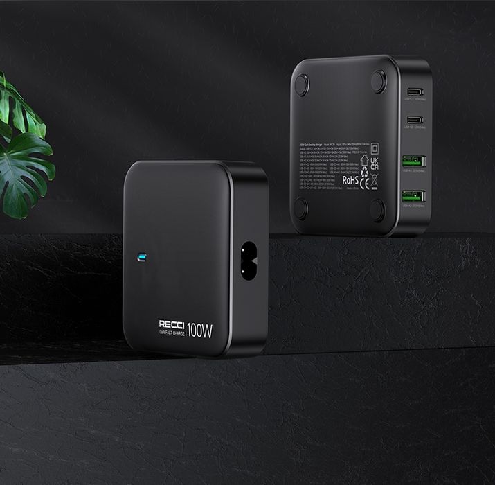 Szybka Ładowarka Sieciowa 100W Gan 2X Usb 2X Usb-C 3.0 Mocny Zasilacz