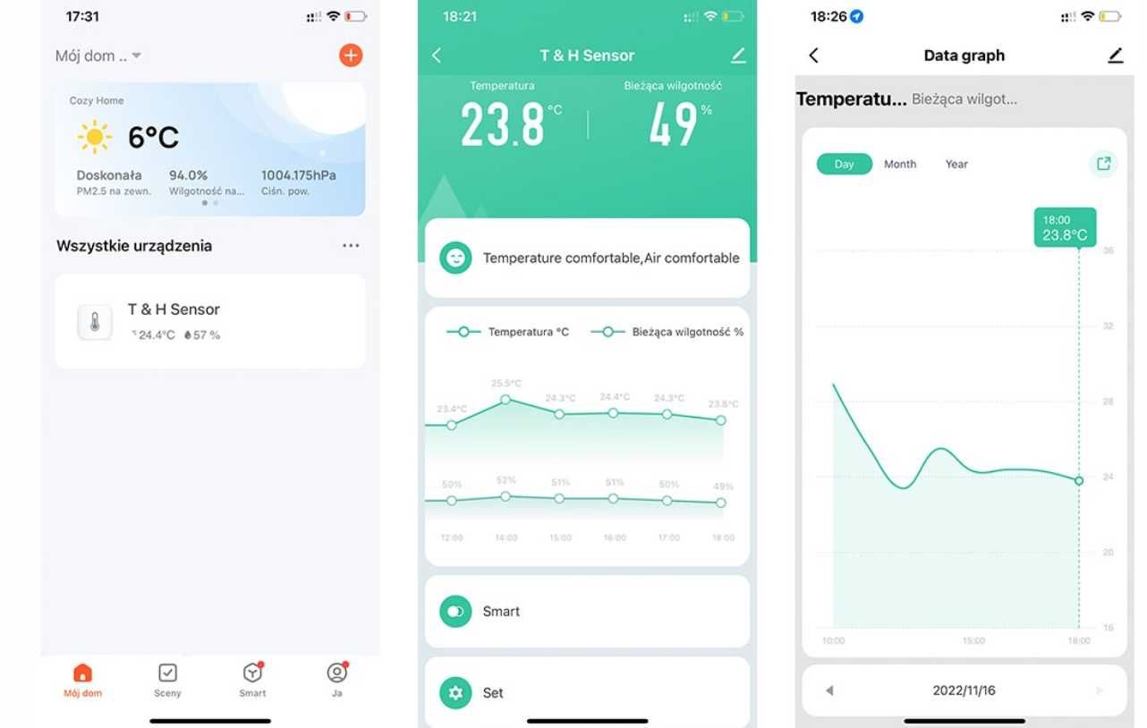 Czujnik Temperatury i Wilgotności TUYA SMART WIFI TH01 kod 1836